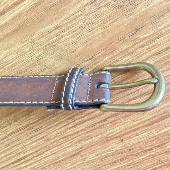 TORINO - Brown Leather Brass Buckle Belt - size 36 - Picture 5 of 11